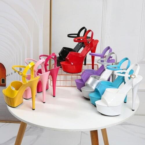 Ultra-heeled sandals model high heel women summer catwalk artifact fine heel sexy waterproof platform 15cm banquet womens shoes