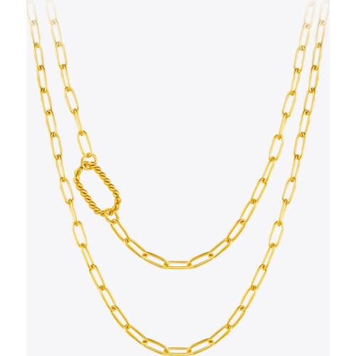 ENFASHION Hollow Square Necklace Long Choker Chain Nnecklaces For Women Gold Color Stainless Steel Fashion Jewelry Gifts P203162