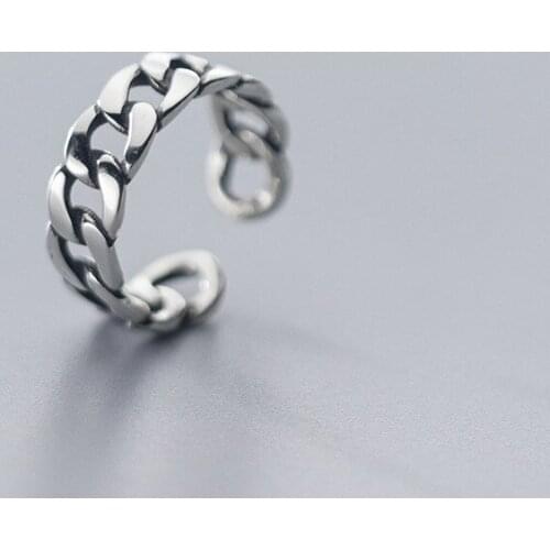 MloveAcc Adjustable Ring for Women Spinner Chain Link Real 925 Sterling Silver Ring Ladies Gifts Thai Silver Korean Accessories