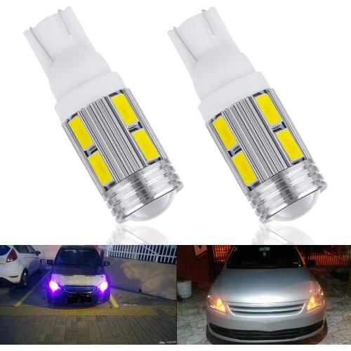 2X W5W T10 10SMD 5730 6000K Auto Dome Door Map Lights 194 Wedge 12V Car LED Projector Solid Turn Signal Bulb Side Marker Light