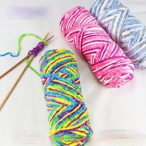 3pcs 200g/ball Fancy Section Dyed Three Snowy Wool Group Hand-woven Gold Silk Glossy Velvet Hook Shoes Ice Line Yarn