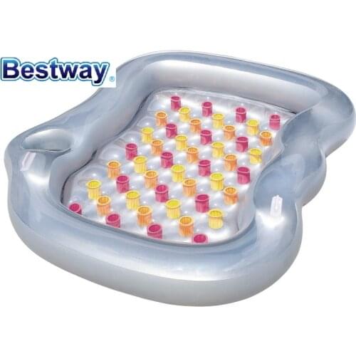 43045 Bestway 2.16x1.78m Coil Beam Construction Double Designer Lounge For 2-adult 85x70" Floater + 2-chamber Heavy-duty Handles