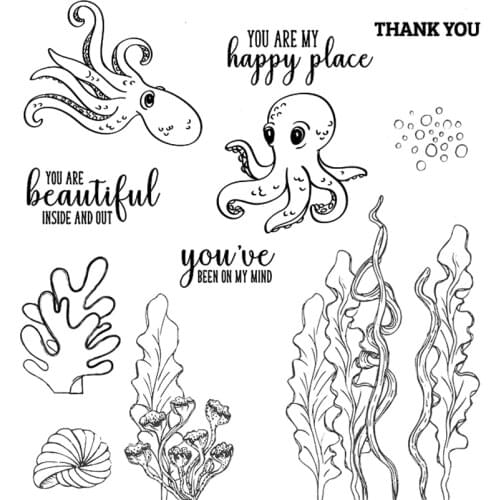 AZSG Cute Octopus Clear Stamps For DIY Scrapbooking Decorative Card Making Crafts Fun Decoration Supplies