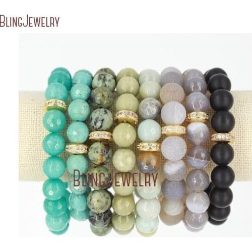 Boho Chic Zircon Micro Pave Rondelle Beads Bracelet BM22738