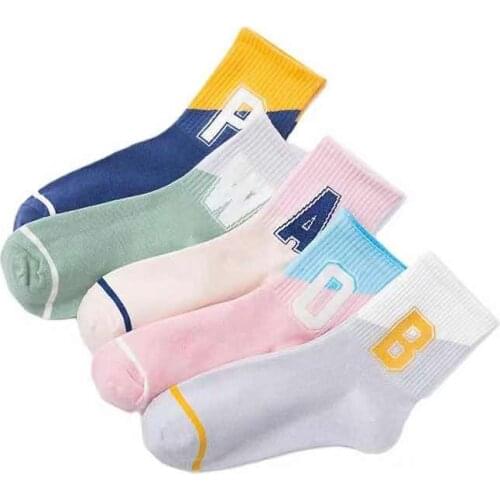 Digital Cotton Socks Women Stripe Casual Letter Sports Short Pink Sock Numeral Elastic Lady Fashion girls Warm College Style sox