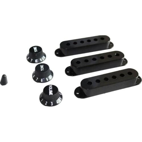 Black Guitar Parts Set Switch tip Single Coil Pickup Cover 1 Volume 2 Tone Knobs