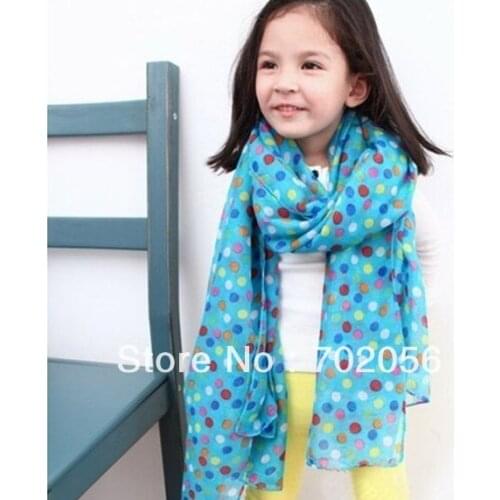 Girls childrens dot Scarf Sarongs Hijabs Bandanas wrap shawl poncho 160*50cm mixed color 18pcs/lot #3356