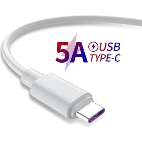 Usb C Cable 5A Supercharge Usb Type C Cable for Huawei P20 5A Fast Charge Mobile Phone Charging Wire White Cable
