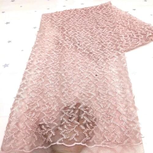 Nigerian Lace Fabric 2021 High Quality Lace Fabric Wedding Pink African Nigerian French Lace Fabric For Wedding Dress 13-11