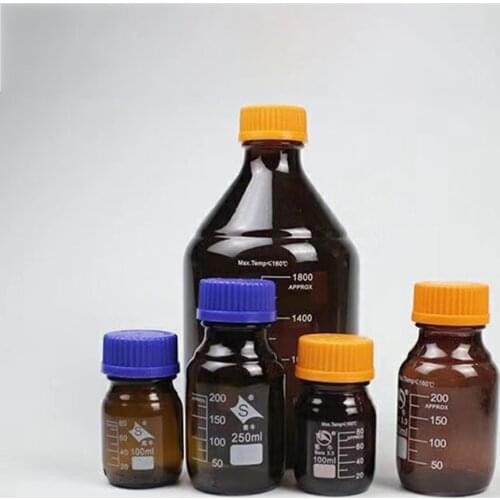 1PC 100ml to 2000ml Lab Brown Screw cap Reagent bottle Amber Sealed bottle Glass Laboratory Sample Bottle