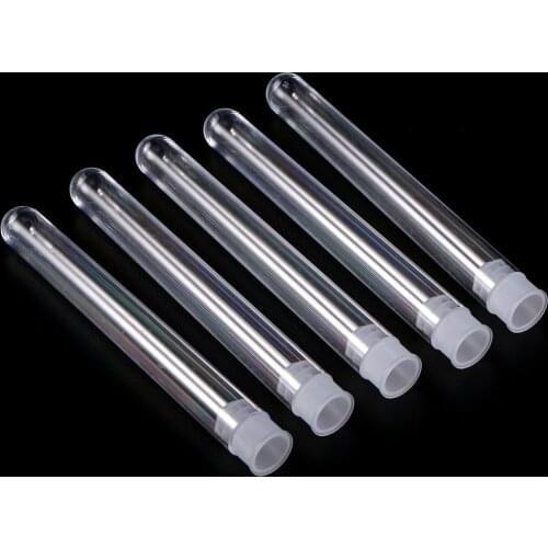 Lightweight 50Pcs/Pack 12x100mm Transparent Laboratory Clear Plastic Test Tubes Vials With Push Cap School Lab Supplies