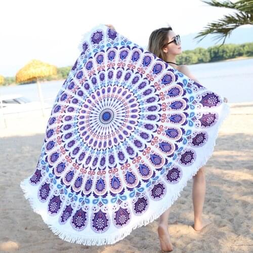 Microfiber Beach Towels Round Large Fabric Bath Towels For Living Room Printed Beach Mat Cover Blanket Towels Home Decorative