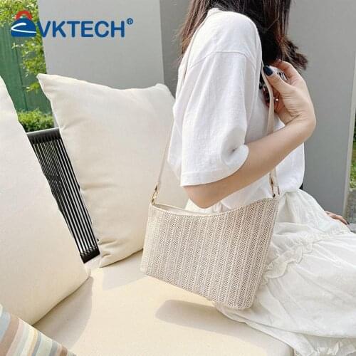 Fashion Women Summer Woven Irregular Shoulder Underarm Bag Casual Ladies Beach Vacation Small Handbags Purse
