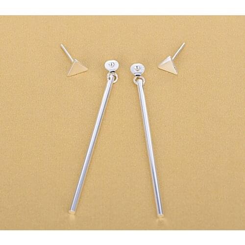Fashion Women 925 Sterling Silver Long Bar Triangle Stud Earrings Jewelry Gifts 2018