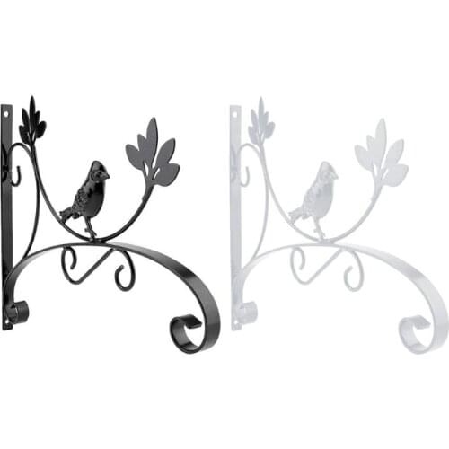 Wrought Iron Wall Hanging Flower Pot Support Bird Plant Bracket Hanger Decor