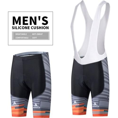 MILOTO NEW 2020 Mens black gray Cycling Bib Shorts Shockproof Racing Sport Bicycle Shorts Coolmax 3D Gel Padded Shorts