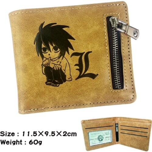 PU New Casual Wallet Anime Death Note Mens Leather Note Compartment Zipper Poucht Photo Credit Coin Holder Purses