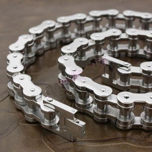 Original Classic Men Cool 316L Stainless Steel Bike Chain Necklace Simple Motorcycle Silver Color Jewelry 18mm Wide