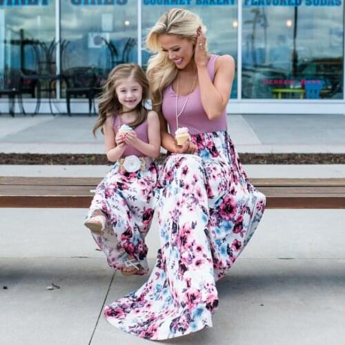 Mother Daughter Dresses For Women 2020 Family Matching Clothes Outfits Sleeveless Long Summer Dress Mom Girl Mother And Me Dress