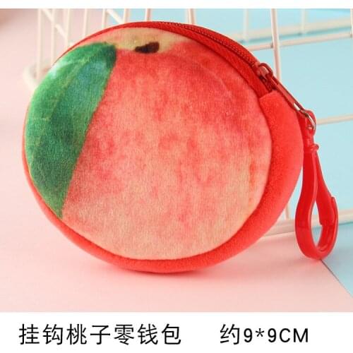 Plush watermelon orange fruit ladies coin purse mini cute oval zipper children girl coin purse USB cable earphone bag gift