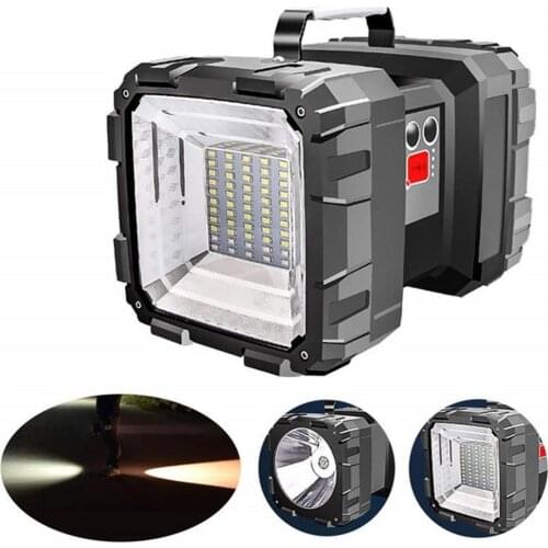 100000lm Handheld LED Spotlight Flashlight Double Head Searchlight Phone Charger Camping Lantern Outdoor Hiking Floodlight