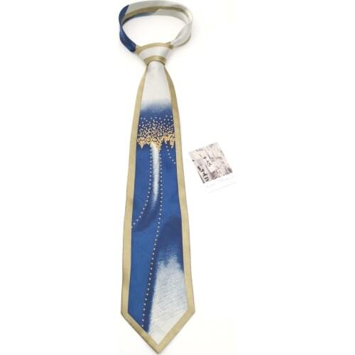 Golden Edge Back to the Sky Wave Silk Printing Casual Womens Tie Personality Boutique Silk Student