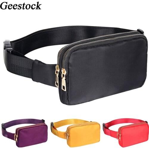 Geestock Womens Belt Bags Dual Zipper Waist Pack Fashion Fanny Pack Crossbody Bag Waterproof Phone Bag Case for Shopping Bag