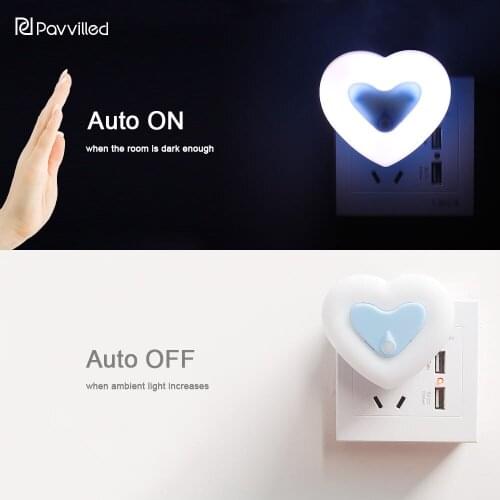 Hi-Flux Motion Sensor Dimmable LED Bedside Night Light with 2A USB Mobile Phone Charger Wall Socket EU/US Plug AC 110-220V