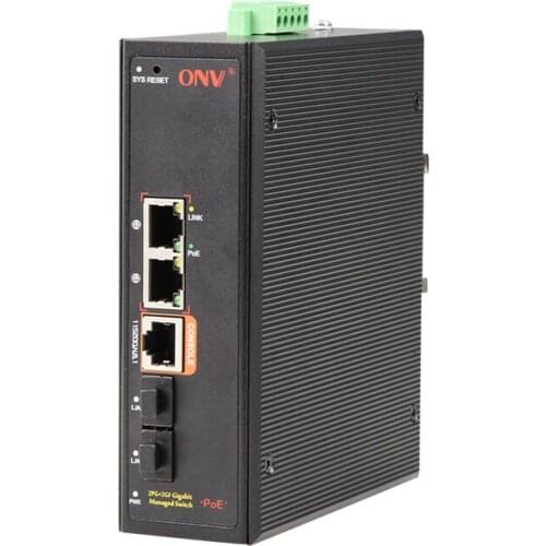 Industrial solar power poe switch 2 port industrial poe switch with 2 gigabit SFP port din rail