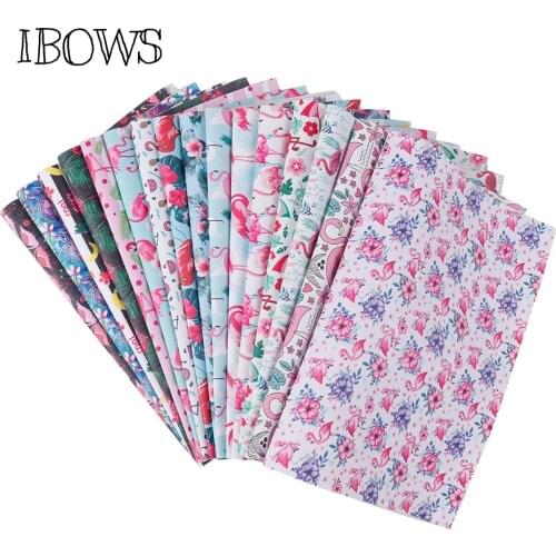 22cm*30cm Flamingo Synthetic Leather Fabric Sheet Plants Summer Flamingo Printed PU Material DIY Hairbows Bags Sewing Patchwork