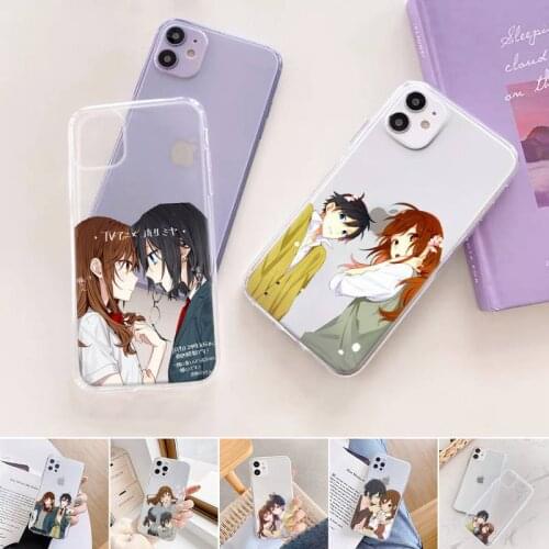 Miyamura Izumi Horimiya couple Phone Case Transparent for iPhone 11 12 6 7 8 Pro X XS Max XR Plus Soft TPU Clear mobile bags