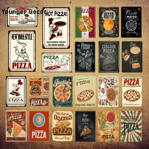 Pizza Menu Signs Vintage New York Italian Pizza Decor Wall Metal Poster For Shop Home Kitchen Pizzeria Poster YI-215