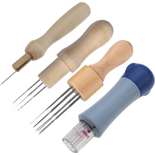 YOKOYAMA Sewing Tool Needle Felting Wool Felt Stamp Music 7 Needle Group + 1 Needle Cloth Solid Wood Handle Eight Needle Group