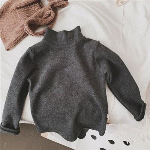 Winter product childrens constant temperature thermal underwear girls boys high collar solid color self-heating bottoming shirt