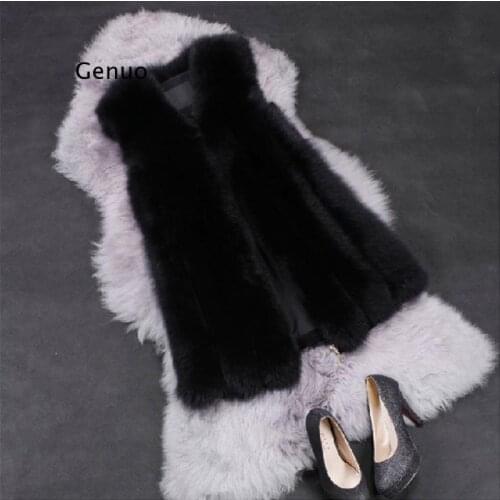 Winter Thick Warm High Quality Faux Fur Vest Womens Faux Fox Fur Coat Outerwear Women Pink Fur Vest Jacket Overcoat