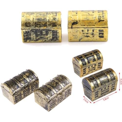 2Pcs Vintage Treasure Box Dollhouse Miniature Mini Pirate Jewelry Box Case Kids Play Toys Doll House Accessories