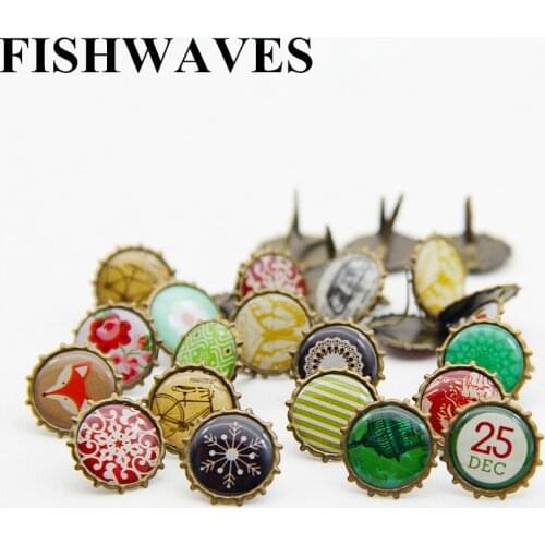30pcs 15mm Mix Flower Pattern Color Round Metal Fastener Brads For DIY Scrapbooking Embellishment Craft Photo Album Decoration