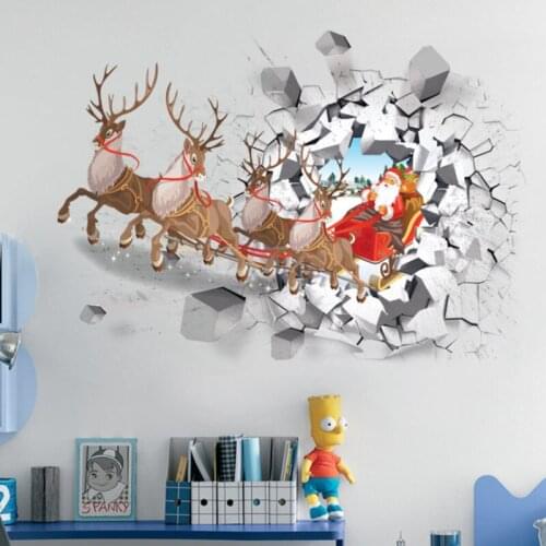 3D Creative Christmas Sticker Glass Decoration Sticker Wall Door Sticker Christmas Living Bedoom Room Decoration