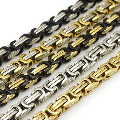 5 Colors To Choose From! !Gothic Link Chian Fashion Retro Rock Punk Style Stainless Steel Byzantine Necklace Mens Jewelry,AN073