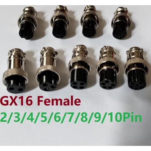 50PCS GX16 2/3/4/5/6/7/8/9/10Pin 16mm Female Part Wire Panel Connector Aviation Plug Circular Socket