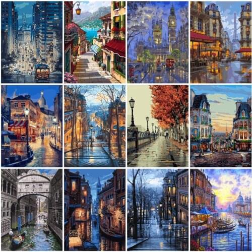 SDOYUNO 5D DIY Diamond Painting City Scenery Full Square Diamond Mosaic Diamond Embroidery Landscape Rhinestone Home Decor