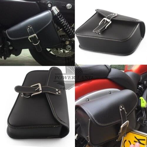 Motorcycle Luggage Bag Black PU Leather Saddle Bags Rider Motorbike Panniers 1pair Left+Right Side for Harley Sportster 883