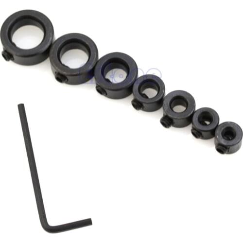Free Shipping 7Pcs Drill Depth Stop Collars & Hex Wrench For Drill Bits Consistent Drilling