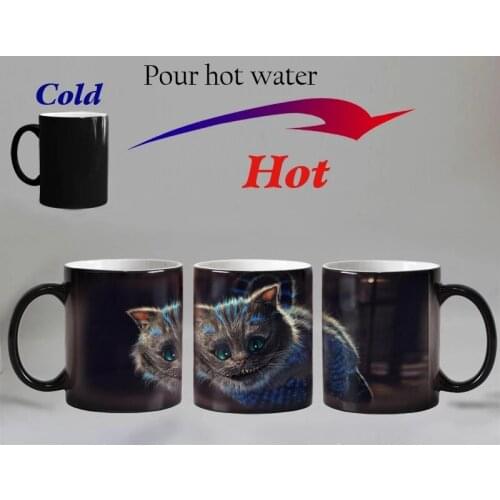 Free shipping 11OZ funny cat animals Heat Reveal Mug Ceramic Color Changing Coffee Mug Magic Tea Cup Mugs best gift