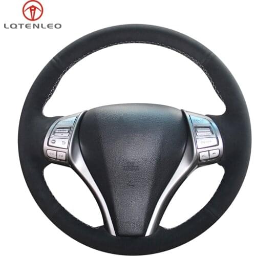 LQTENLEO Black Suede Car Steering Wheel Cover For Nissan Teana Altima 2013-2018 X-Trail Qashqai 2014-2018 Rogue Pulsar Terra