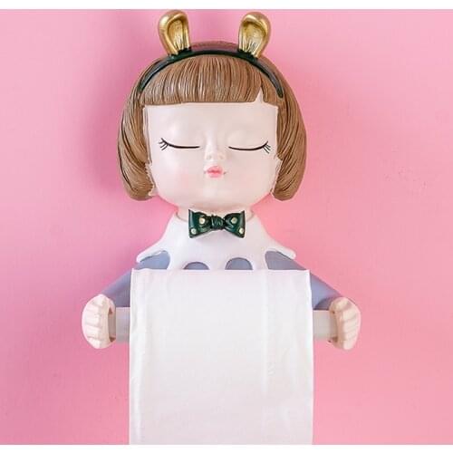 Toilet Paper Towel Holder Toilet Cute Cartoon Roll Paper Tube Wall-mounted Face Towel Rack Free Punching Bear Paper Towel Rack