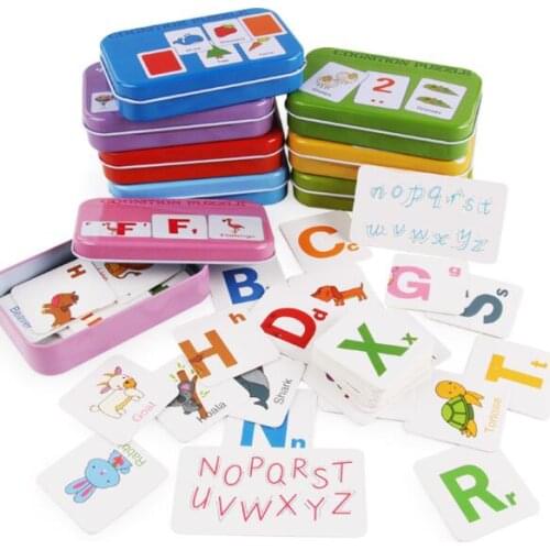 Baby Cognitive Puzzle Cards Educational Toys Matching Game for Cognitive Card Fruit Animal Set English Learning for Children