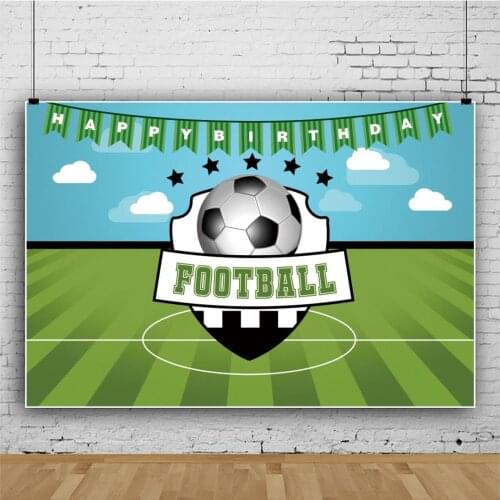 Soccer Sports Blue Sky Grass Backdrop Boy Birthday Party Room Table Decoration Photography Photo Kids Custom Vinyl Background