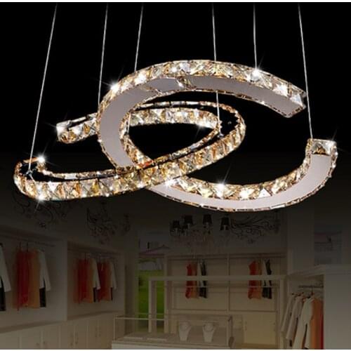 Stainless steel crystal lamp modern led creative personality chandelier living room lighting clothing store restaurant bedroom l