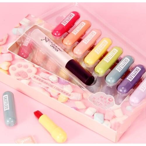 Capsule Matte Lipstick Makeup Set Long Lasting Waterproof Moisturizing Sexy Red Lip Gloss Red Silky Lip Stick Cosmetic TSLM1